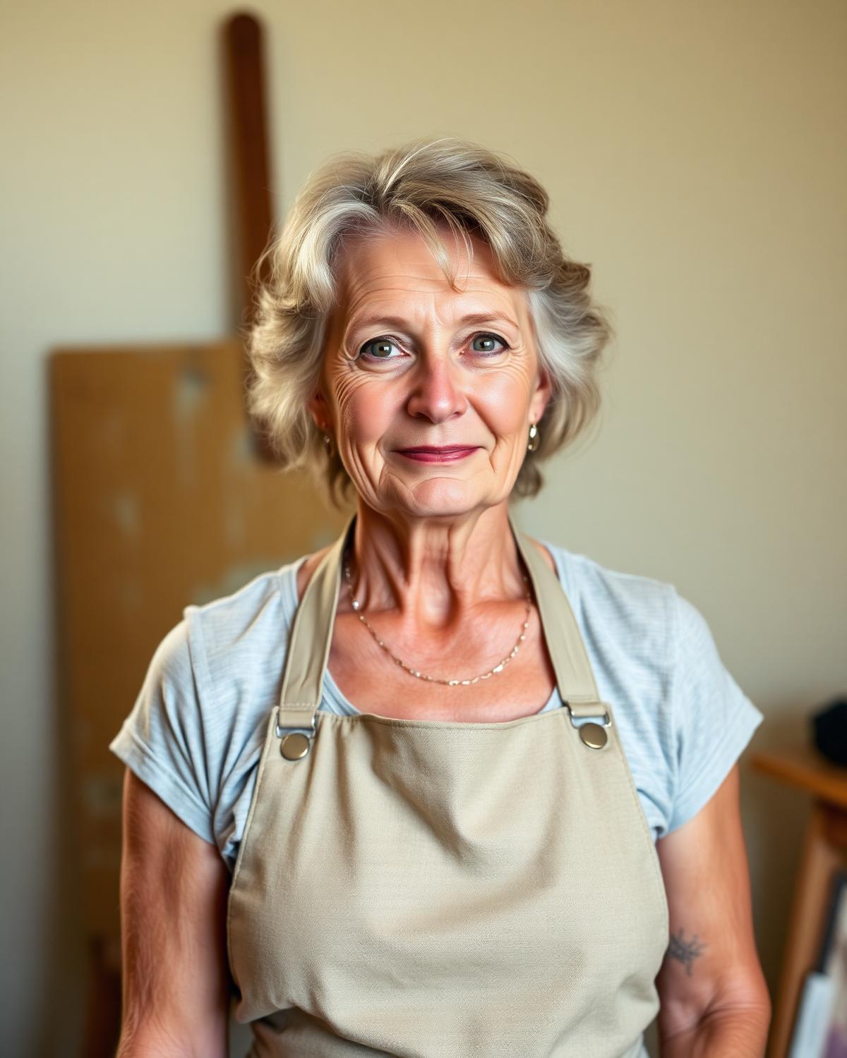Portrait of artist Annette Davies in her studio