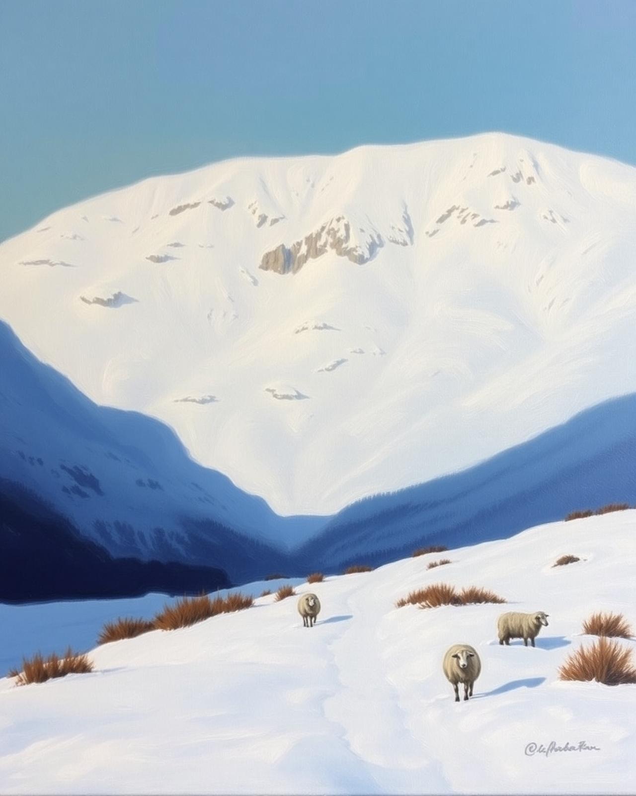 Snow Light, Pen y Fan — Oil on canvas by Annette Davies